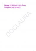 Biology 1010 Week 1 Quiz Exam Questions And Answers