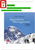 TEST BANK for Operations Management&comma; 14th Editionby William J Stevenson Chapters 1 - 19