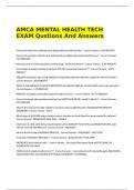 AMCA MENTAL HEALTH TECH EXAM Qustions And Answers&period;