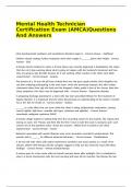 Mental Health Technician Certification Exam Questions And Answers 