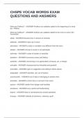 CHSPE VOCAB WORDS EXAM QUESTIONS AND ANSWERS