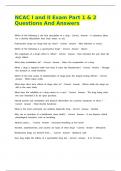  NCAC I and II Exam Part 1 & 2 Questions And Answers