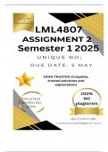 LML4807 Assignment 2 (COMPLETE ANSWERS) Semester 1 2025 - DUE 5 May 2025