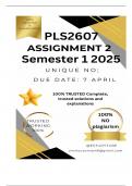 PLS2607 Assignment 2 &lpar;COMPLETE ANSWERS&rpar; Semester 1 2025 - DUE 7 April 2025