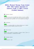 HOSA Physical Therapy Exam &lpar;Latest 2025&sol; 2026 Update&rpar; Questions & Answers&vert; Grade A&vert; 100&percnt; Correct &lpar;Verified Solutions&rpar;