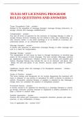 TEXAS MT LICENSING PROGRAM RULES QUESTIONS AND ANSWERS