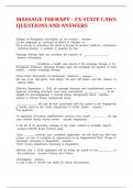 MASSAGE THERAPY - TX STATE LAWS QUESTIONS AND ANSWERS