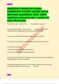 Addiction Medicine Exam&vert;COMPLETE STUDY GUIDE WITH  detailed questions with 100&percnt; updated answers&period;get a pass on your first trial