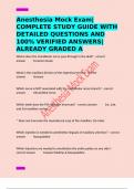 Anesthesia Mock Exam&vert;COMPLETE STUDY GUIDE WITH DETAILED QUESTIONS AND  100&percnt; VERIFIED ANSWERS&vert;ALREADY GRADED A