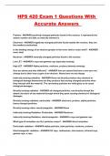 HPS 420 Exam 1 Questions With Accurate Answers 