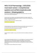 WGU D116 Pharmacology 2025&sol;2026 most recent version Comprehensive questions and verified answers accurate solutions Already graded A&plus;&period;