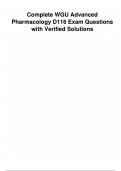 Complete WGU Advanced Pharmacology D116 Exam Questions with Verified Solutions&period;