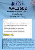 MAC2602 Assignment 2 &lpar;ANSWERS&rpar; Semester 1 2025 - DISTINCTION GUARANTEED