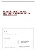 NC RADAR&sol;LIDAR EXAM 2025 QUESTIONS & ANSWERS SOLVED 100&percnt; CORRECT&excl;&excl;
