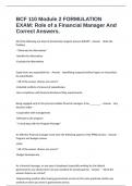 BCF 110 Module 2 FORMULATION EXAM&colon; Role of a Financial Manager And Correct Answers&period;