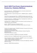 Nurb 3050 Final Exam &lpar;Gastrointestinal&comma; Endocrine&comma; Diabetes Mellitus&rpar; Questions and Answers Best rated A&plus; Guaranteed Success Latest Update