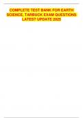 COMPLETE TEST BANK FOR EARTH  SCIENCE&comma; TARBUCK EXAM QUESTIONS  LATEST UPDATE 2025