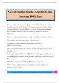 CNIM Practice Exam 1 Questions and Answers 100&percnt; Pass