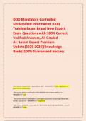   DOD Mandatory Controlled Unclassified Information &lpar;CUI&rpar; Training Exam&vert;Brand New Expert Exam Questions with 100&percnt; Correct Verified Answers&comma; All Graded A&plus;&vert;Latest Expert Premium Update&lpar;2025-2026&rpar;&lpar;Knowledge Bank&rpar;&vert;100&percnt; Guaranteed Success&period;