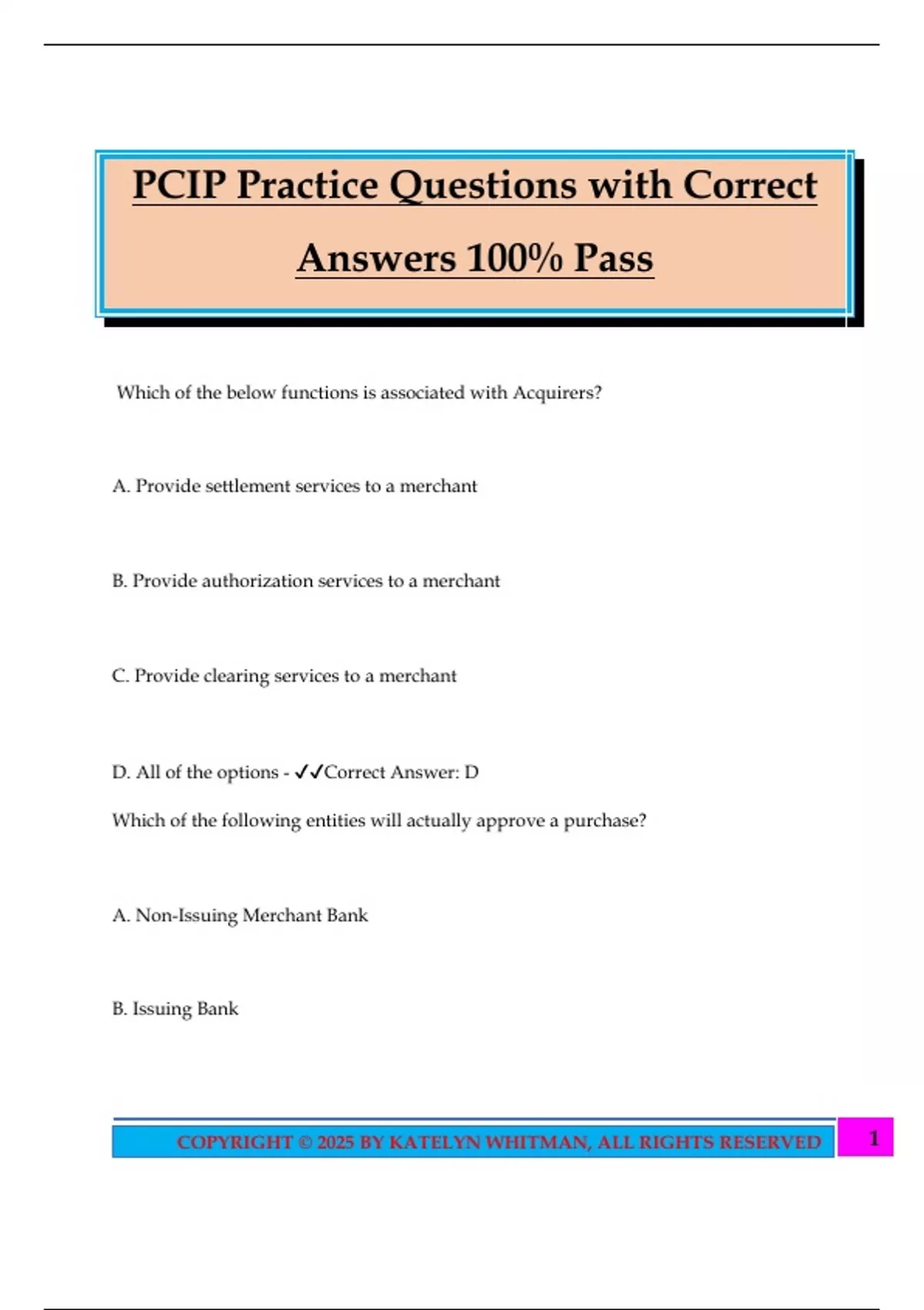 Pcip Product PCIP Practice Questions with Correct Answers 100% Pass - PCIP - Stuvia US