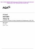 AQA A LEVEL HISTORY 7042&sol;1E Component 1E Russia in the Age of Absolutism and Enlightenment&comma; 1682&ndash;1796 Detailed Mark Scheme 2024
