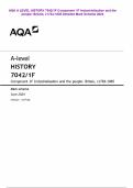 AQA A LEVEL HISTORY 7042&sol;1F Component 1F Industrialisation and the people&colon; Britain&comma; c1783-1885 Detailed Mark Scheme 2024