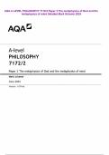 AQA A LEVEL PHILOSOPHY 7172&sol;2 Paper 2 The metaphysics of God and the metaphysics of mind Detailed Mark Scheme 2024