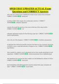 SPED TEST UPDATED ACTUAL Exam  Questions and CORRECT Answers 