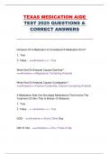 TEXAS MEDICATION AIDE  TEST 2025 QUESTIONS &  CORRECT ANSWERS 