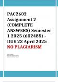 Exam (elaborations) PAC2602 Assignment 2 (COMPLETE ANSWERS) Semester 1 2025 () - DUE 23 April 2025  Course •	Paralegal Advice Centre (PAC2602) •	Institution •	University Of South Africa (Unisa)