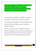 How languages are learned - Chapter 3&colon;  Individual differences in second  language learning 2024&sol;2025 Exam All  Answers and Illustrations Given
