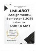 LML4807 Assignment 2 (COMPLETE ANSWERS) Semester 1 2025 - DUE 5 May 2025