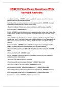 HPS210 Final Exam Questions With Verified Answers 