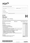 2024 AQA  GCSE  POLISH  Higher Tier Paper 3 Reading QUESTION PAPER WITH FINAL MARKING SCHEME &lpar;RESULTS&rpar; 100&percnt; VERIFIED