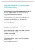 STROKE REHABILITATION questions with correct answers
