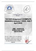 TAX2601 Assignment 1 &lpar;COMPLETE ANSWERS&rpar; Semester 1 2025 - DUE 7 April 2025 &semi;100&percnt; trusted&comma; comprehensive and complete reliable solution with clear explanation