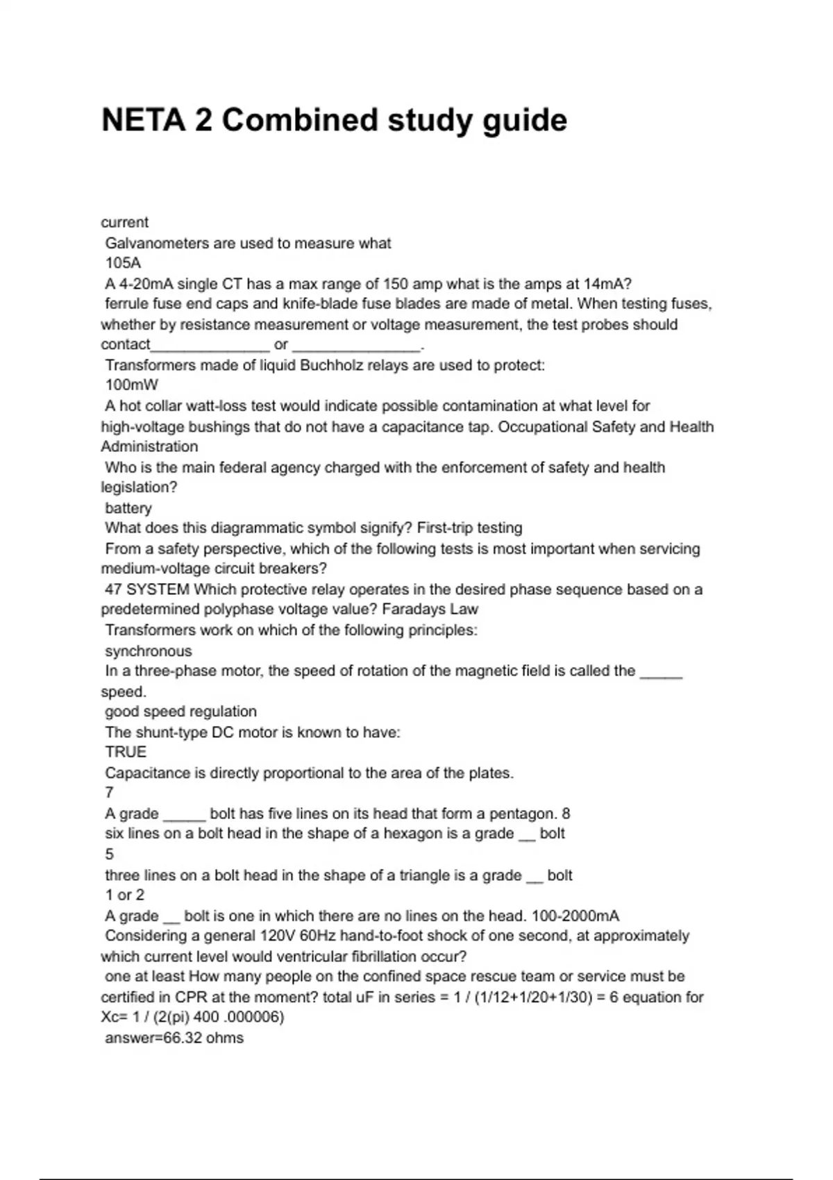 Neta Study Guide NETA 2 Combined study guide NEWEST 2025/2026 ACTUAL EXAM COMPLETE ...