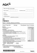 2024 AQA AS  FRENCH  Paper 1  Listening&comma; Reading and Writing QUESTION PAPER WITH FINAL MARKING SCHEME  100&percnt; VERIFIED