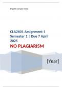 Exam &lpar;elaborations&rpar; CLA2601 Assignment 1 Semester 1 &vert; Due 7 April 2025   &bull;&Tab;Course &bull;&Tab;Commercial Law IIA &lpar;CLA2601&rpar; &bull;&Tab;Institution &bull;&Tab;University Of South Africa &lpar;Unisa&rpar;