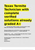 Texas Termite Technician with complete verified solutions already graded A&plus;&period;