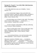 Nursing 214 - Exam &num;2 - Care of the Older Adult Questions With Complete Solutions