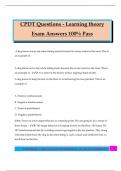 CPDT Questions - Learning theory Exam Answers 100&percnt; Pass