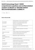 UAMS Immunology Exam 1 &lpar;2025&rpar; comprehensive questions and verified detailed solutions ALREADY A&plus; GRADED HIGHLY RECOMMENDED&vert;100&percnt; CORRECT&excl;&excl;