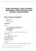 RLGN 104 Week 1 Quiz Christian Apologetics 2025 Questions And Answers Latest Update