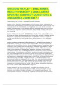 SHADOW HEALTH - TINA JONES&comma; HEALTH HISTORY &vert;&vert; 2025 LATEST UPDATE&vert;&vert; CORRECT QUESTIONS & ANSWERS&vert;&vert; VERIFIED A&plus;