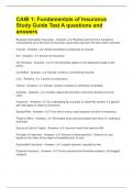 CAIB 1&colon; Fundamentals of Insurance Study Guide Test A questions and answers