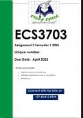 ECS3703 Assignment 2 &lpar;QUALITY ANSWERS&rpar; Semester 1 2025