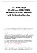 ATI Med Surge Final Exam &lpar;2024-2025&rpar; Questions Correct Answers with Rationales Rated A&plus;&period;
