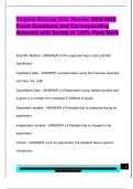 Virginia Biology SOL Review 2024&sol;2025  Exam Questions and Corresponding  Answers with Surety of 100&percnt; Pass Mark 