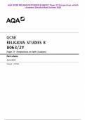 AQA GCSE RELIGIOUS STUDIES B 8063&sol;2Y Paper 2Y Perspectives on faith &lpar;Judaism&rpar; Detailed Mark Scheme 2024